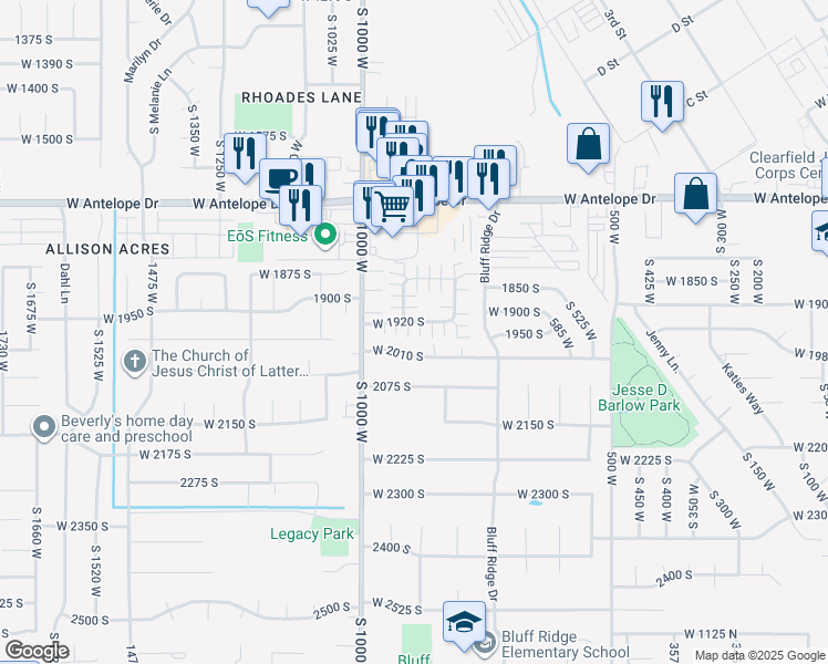map of restaurants, bars, coffee shops, grocery stores, and more near 891 West 1920 South in Syracuse