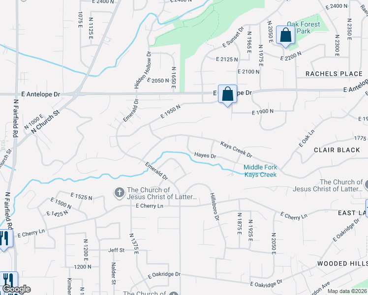 map of restaurants, bars, coffee shops, grocery stores, and more near 1735 Hayes Drive in Layton