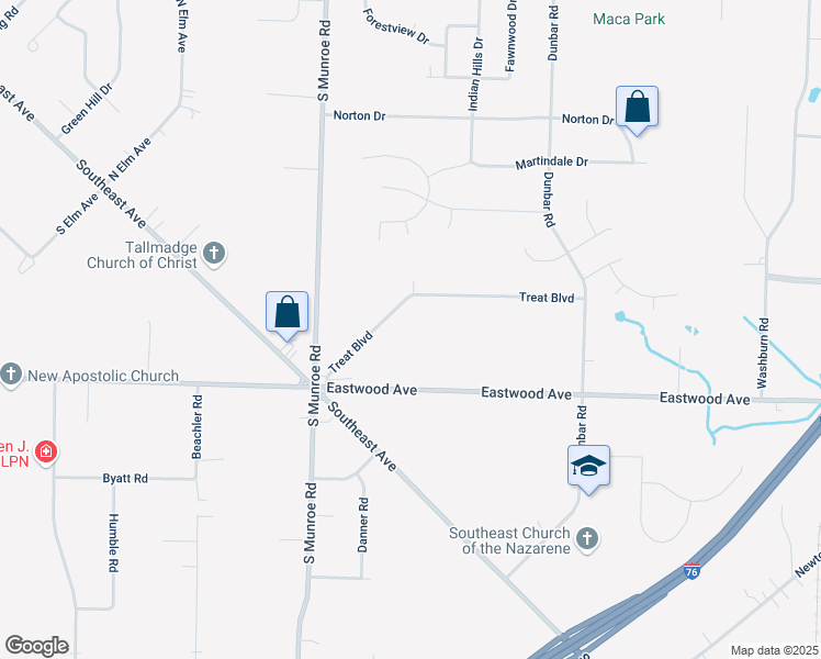 map of restaurants, bars, coffee shops, grocery stores, and more near 780 Treat Boulevard in Tallmadge
