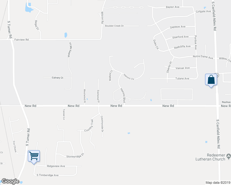 map of restaurants, bars, coffee shops, grocery stores, and more near 5960 Herons Boulevard in Youngstown