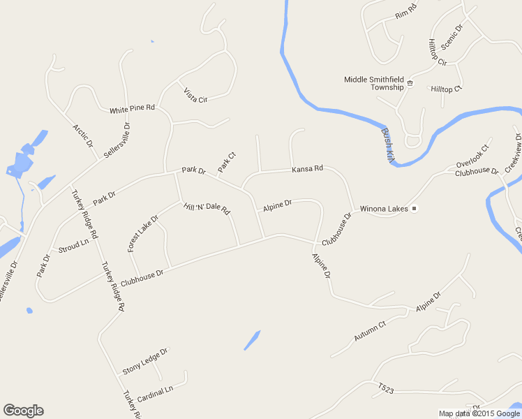 map of restaurants, bars, coffee shops, grocery stores, and more near 1049 Alpine Drive in East Stroudsburg