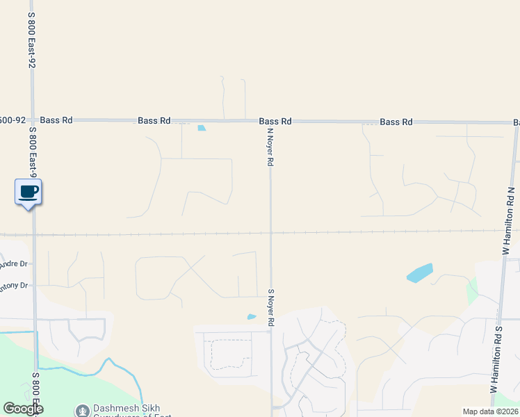 map of restaurants, bars, coffee shops, grocery stores, and more near 791 North Noyer Road in Fort Wayne