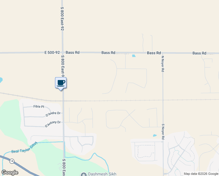 map of restaurants, bars, coffee shops, grocery stores, and more near 14400 Blackfoot Court in Fort Wayne