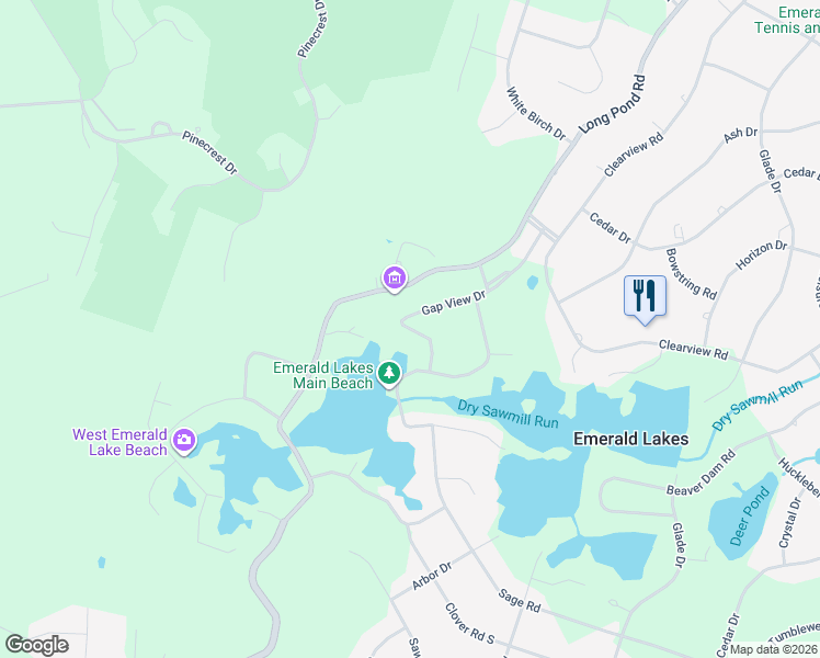 map of restaurants, bars, coffee shops, grocery stores, and more near 749 Gap View Dr in Long Pond