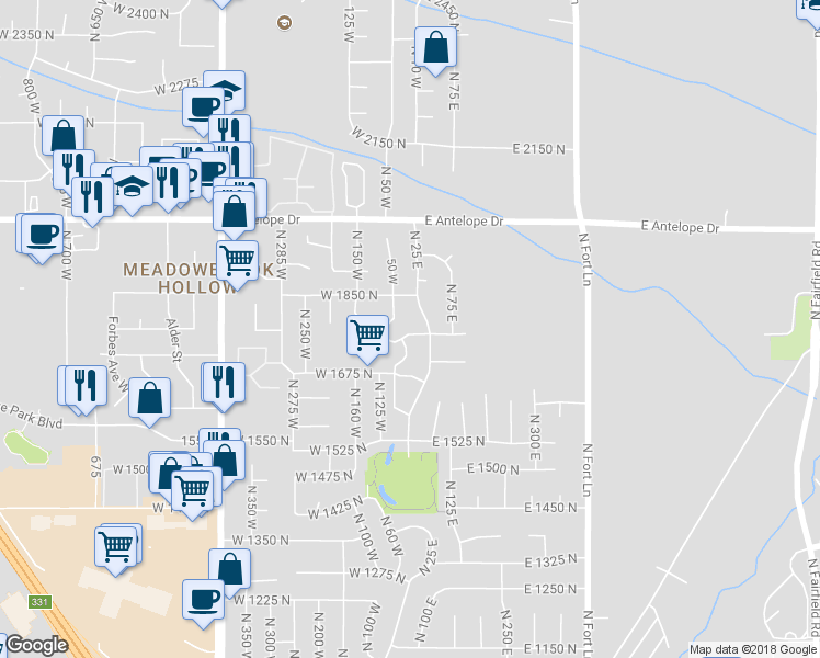 map of restaurants, bars, coffee shops, grocery stores, and more near 14 North Belvedere Way in Layton