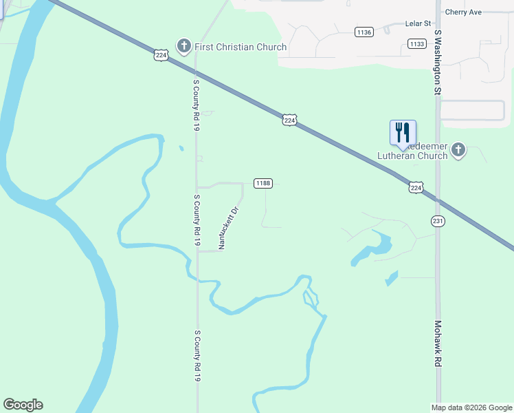 map of restaurants, bars, coffee shops, grocery stores, and more near 2561-2671 S Township Road 1189 in Tiffin