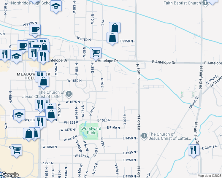 map of restaurants, bars, coffee shops, grocery stores, and more near 149 East 1770 North in Layton