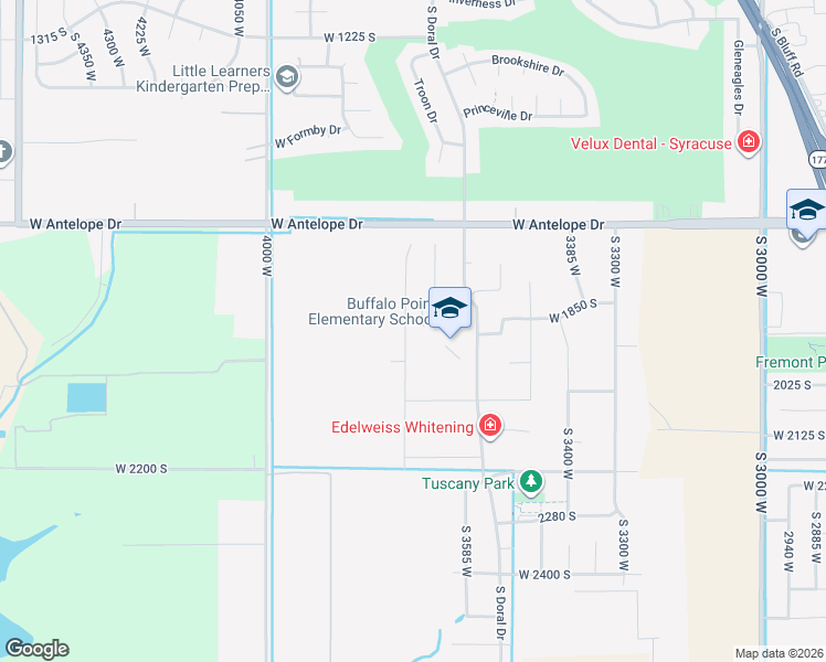 map of restaurants, bars, coffee shops, grocery stores, and more near 1899 South 3720 West in Syracuse