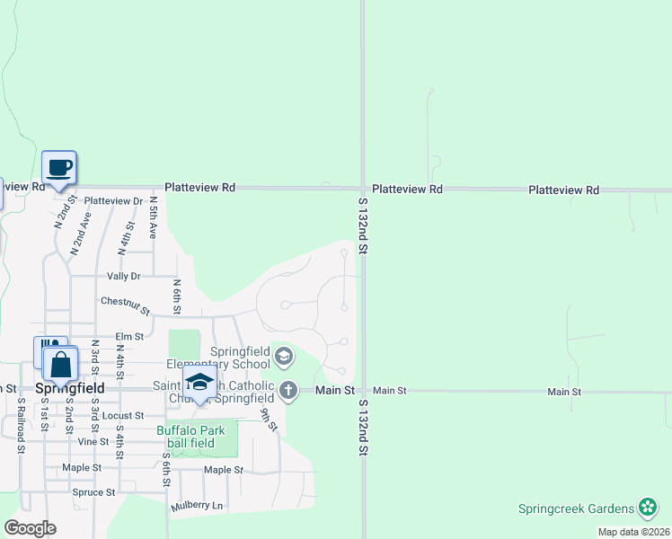 map of restaurants, bars, coffee shops, grocery stores, and more near 715 North 11th Circle in Springfield