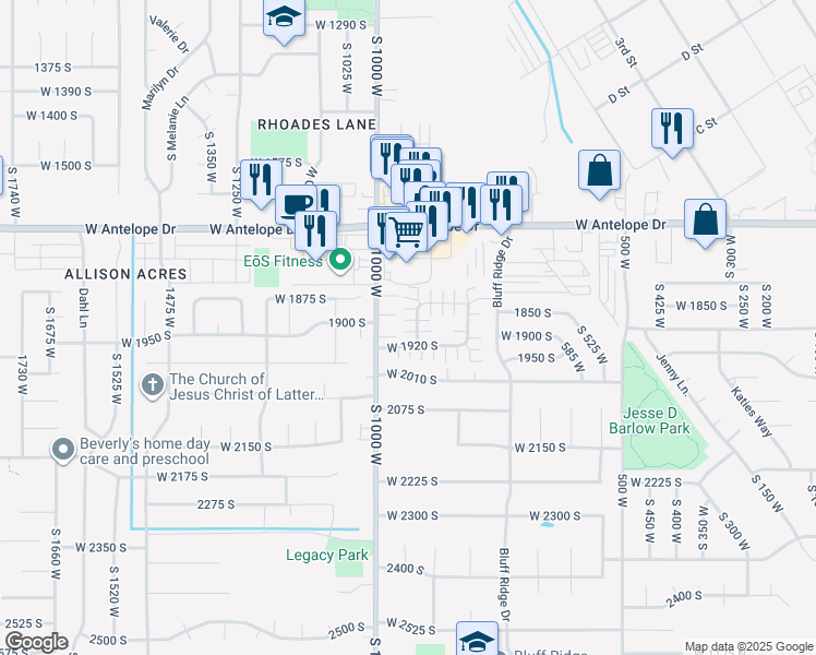 map of restaurants, bars, coffee shops, grocery stores, and more near 1888 South 910 West in Syracuse