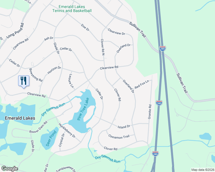 map of restaurants, bars, coffee shops, grocery stores, and more near 3204 Emerald Boulevard in Long Pond