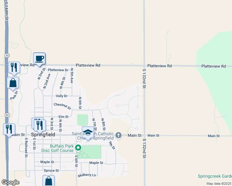 map of restaurants, bars, coffee shops, grocery stores, and more near 730 North 10th Avenue in Springfield