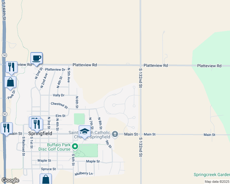 map of restaurants, bars, coffee shops, grocery stores, and more near 730 North 10th Avenue in Springfield