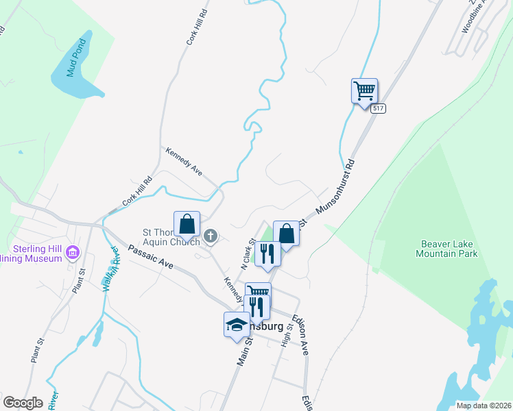 map of restaurants, bars, coffee shops, grocery stores, and more near 22 Beardslee Hill Drive in Ogdensburg