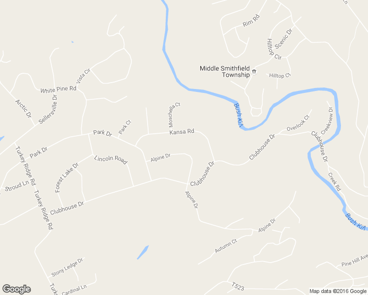 map of restaurants, bars, coffee shops, grocery stores, and more near 744 Alpine Drive in East Stroudsburg