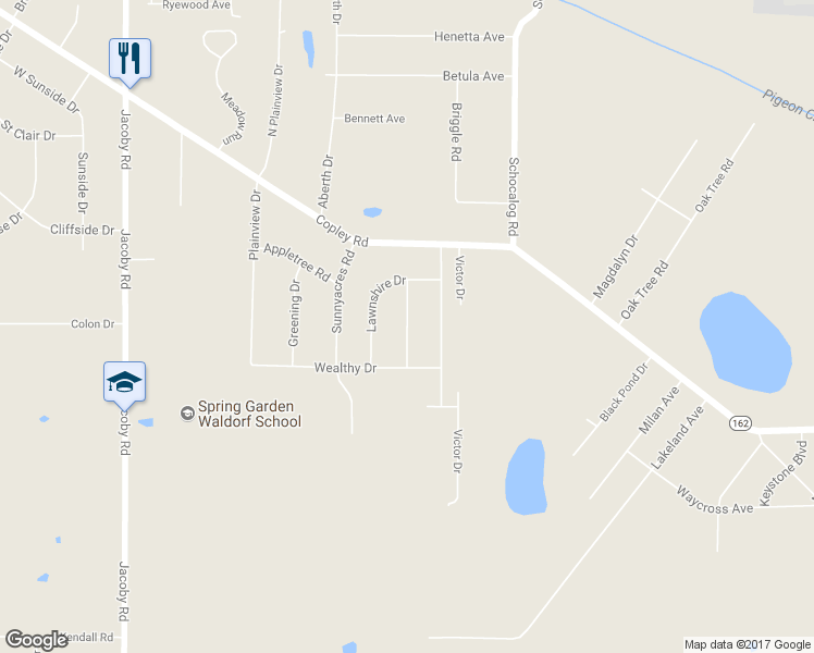 map of restaurants, bars, coffee shops, grocery stores, and more near 1434 Orchard View Drive in Akron