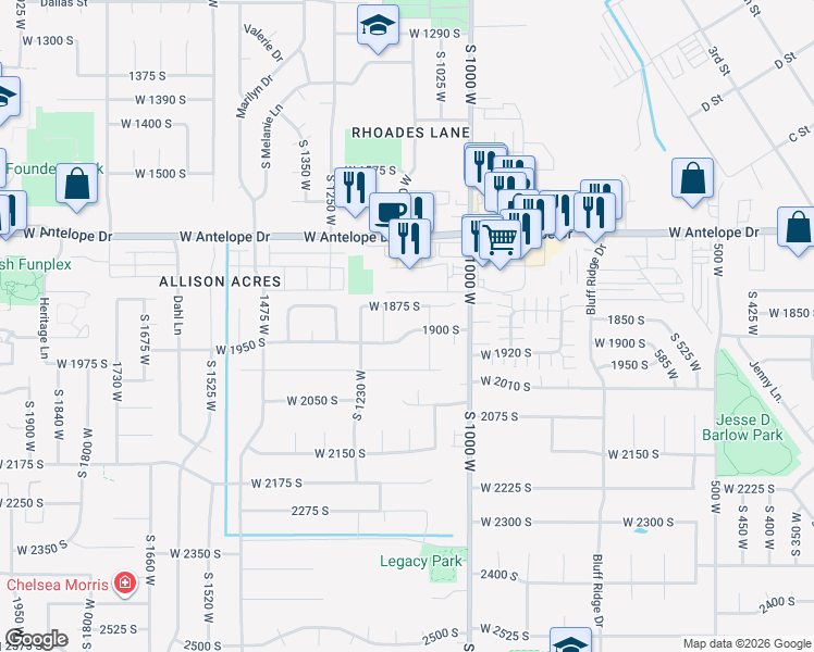 map of restaurants, bars, coffee shops, grocery stores, and more near 1168 West Tivoli Way in Syracuse