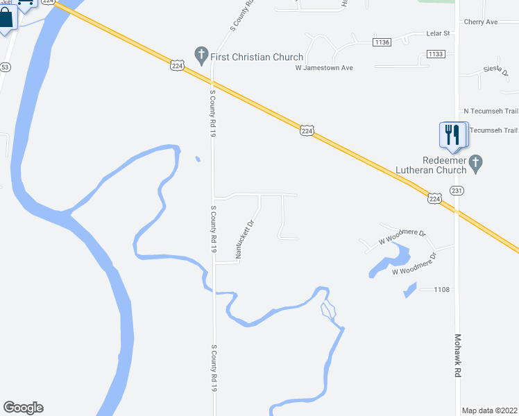 map of restaurants, bars, coffee shops, grocery stores, and more near 900 Township Road 1177 in Tiffin