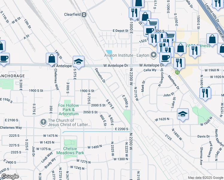 map of restaurants, bars, coffee shops, grocery stores, and more near 921 Sam Circle in Clearfield