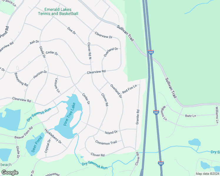 map of restaurants, bars, coffee shops, grocery stores, and more near 211 Overland Drive in Long Pond
