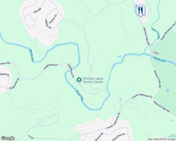 map of restaurants, bars, coffee shops, grocery stores, and more near 545 Clubhouse Drive in East Stroudsburg