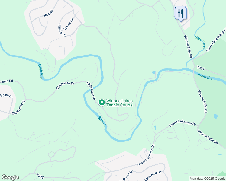 map of restaurants, bars, coffee shops, grocery stores, and more near 545 Clubhouse Drive in East Stroudsburg