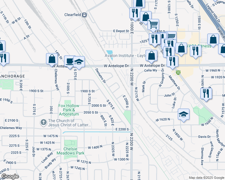 map of restaurants, bars, coffee shops, grocery stores, and more near 921 Sam Circle in Clearfield