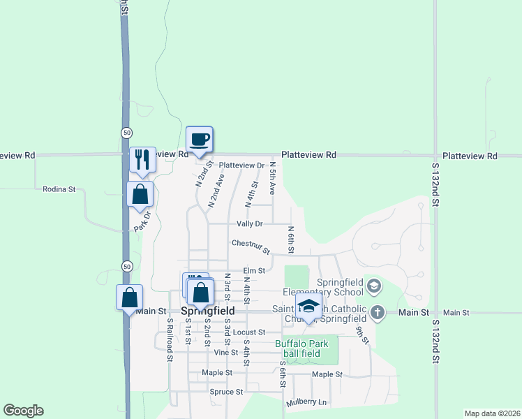 map of restaurants, bars, coffee shops, grocery stores, and more near 445 Hilltop Avenue in Springfield
