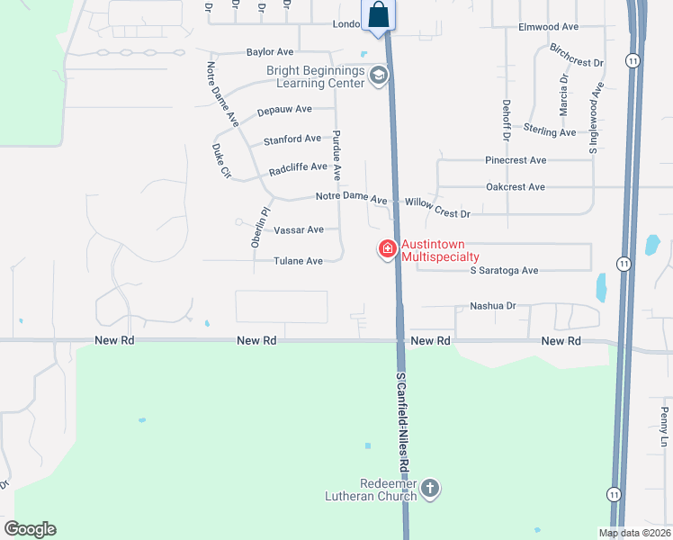 map of restaurants, bars, coffee shops, grocery stores, and more near 5609 Tulane Avenue in Youngstown