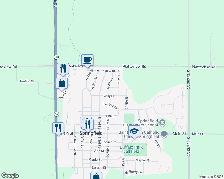 map of restaurants, bars, coffee shops, grocery stores, and more near 445 Hilltop Avenue in Springfield