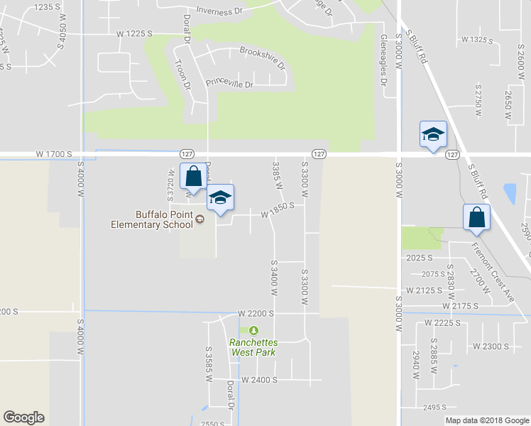 map of restaurants, bars, coffee shops, grocery stores, and more near 3462 West 1850 South in Syracuse