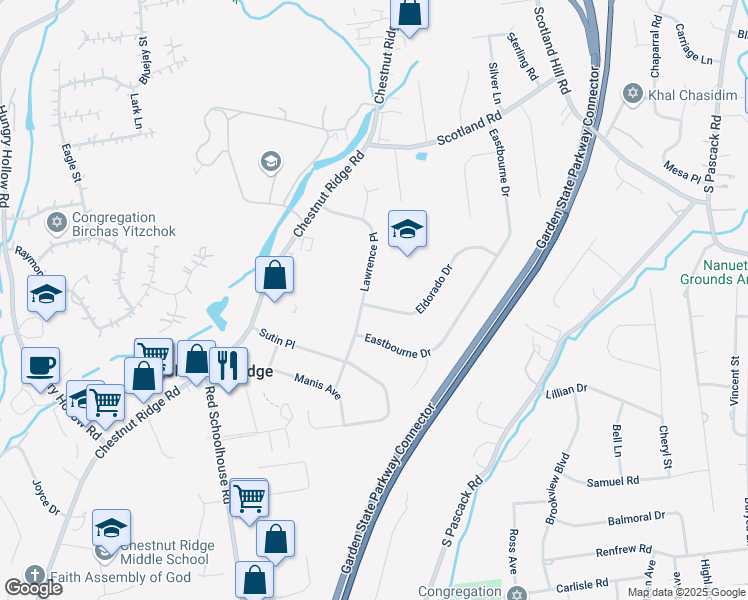 map of restaurants, bars, coffee shops, grocery stores, and more near 1 Eldorado Drive in Spring Valley