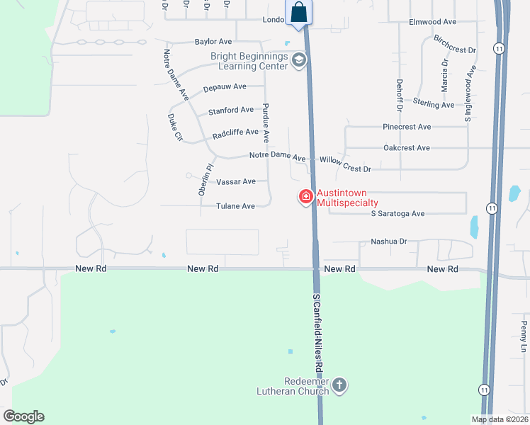map of restaurants, bars, coffee shops, grocery stores, and more near 5609 Tulane Avenue in Youngstown