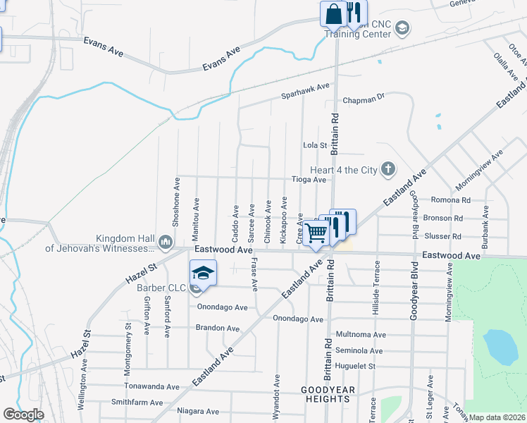 map of restaurants, bars, coffee shops, grocery stores, and more near 826 Chinook Avenue in Akron