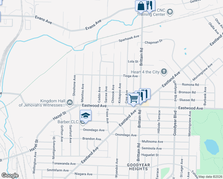 map of restaurants, bars, coffee shops, grocery stores, and more near 826 Chinook Avenue in Akron
