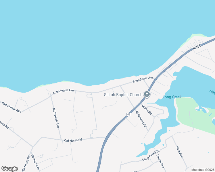 map of restaurants, bars, coffee shops, grocery stores, and more near 20795 Soundview Avenue in Southold