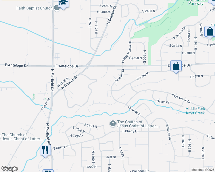 map of restaurants, bars, coffee shops, grocery stores, and more near 1308 Daffodil Court in Layton
