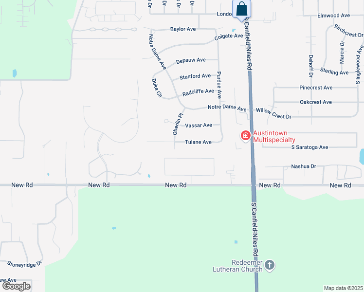 map of restaurants, bars, coffee shops, grocery stores, and more near 5681 Tulane Avenue in Youngstown