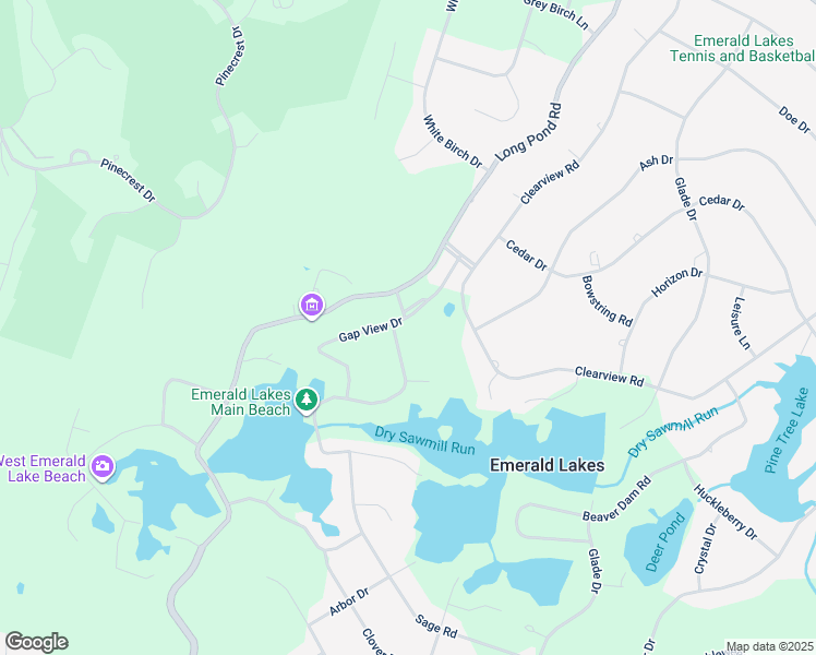 map of restaurants, bars, coffee shops, grocery stores, and more near 303 Mountain Top Lake Road in Long Pond