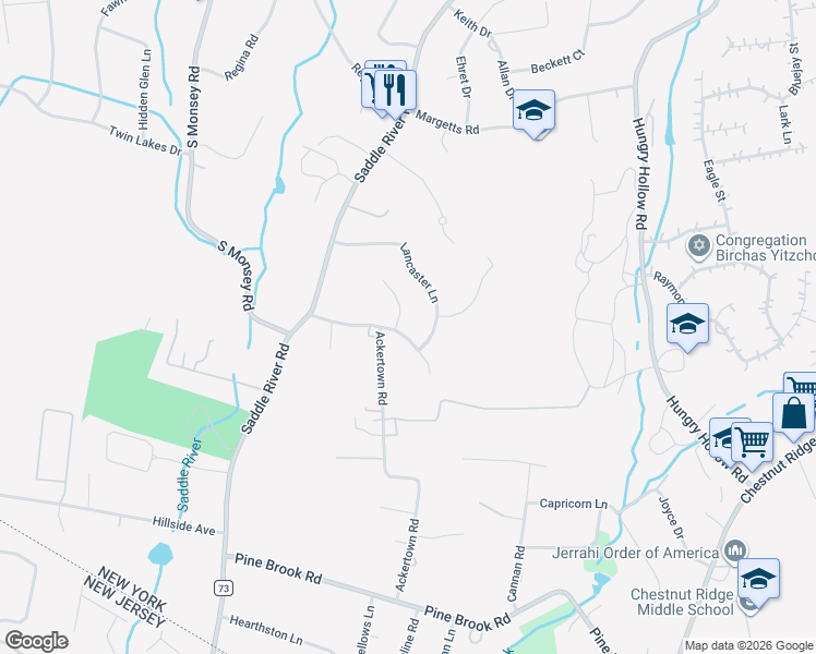 map of restaurants, bars, coffee shops, grocery stores, and more near 2 Karow Court in Monsey