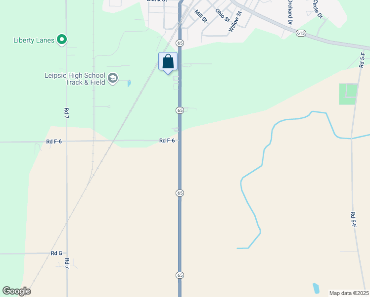 map of restaurants, bars, coffee shops, grocery stores, and more near 6525 State Route 65 in Leipsic