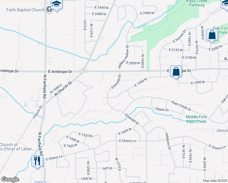 map of restaurants, bars, coffee shops, grocery stores, and more near 1379 Petunia Court in Layton