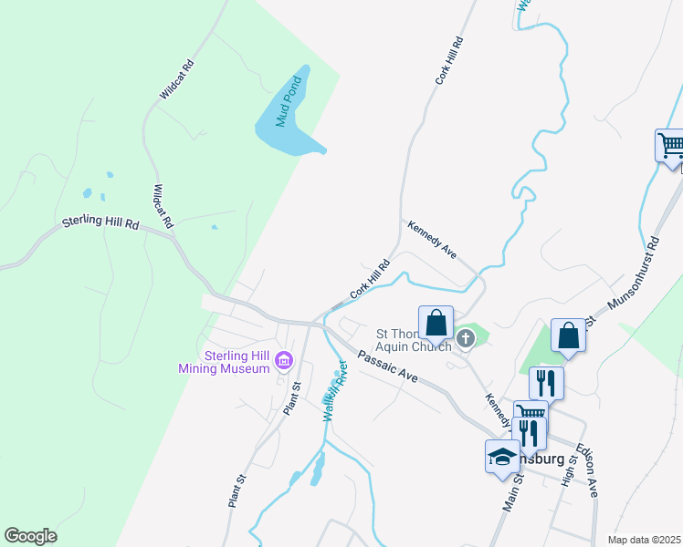 map of restaurants, bars, coffee shops, grocery stores, and more near 12 Cork Hill Road in Ogdensburg