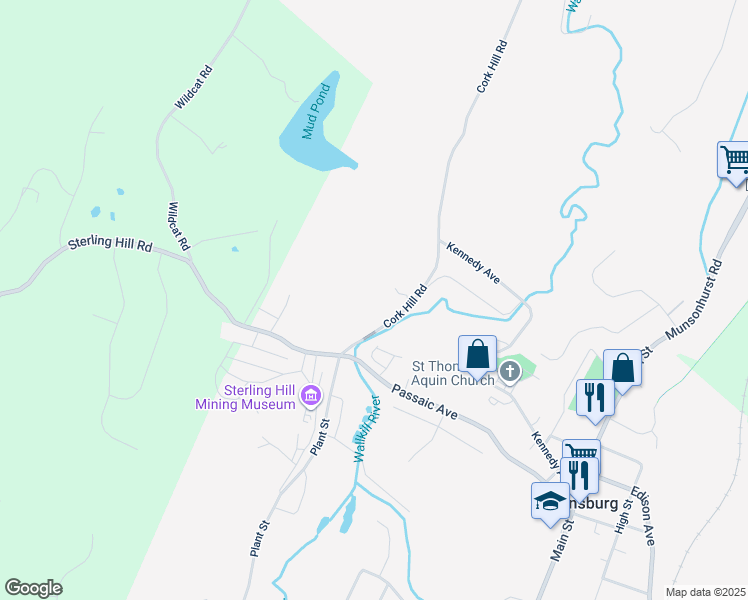 map of restaurants, bars, coffee shops, grocery stores, and more near 12 Cork Hill Road in Ogdensburg