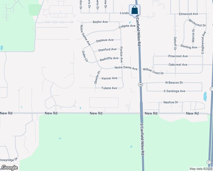 map of restaurants, bars, coffee shops, grocery stores, and more near 5666 Tulane Avenue in Youngstown