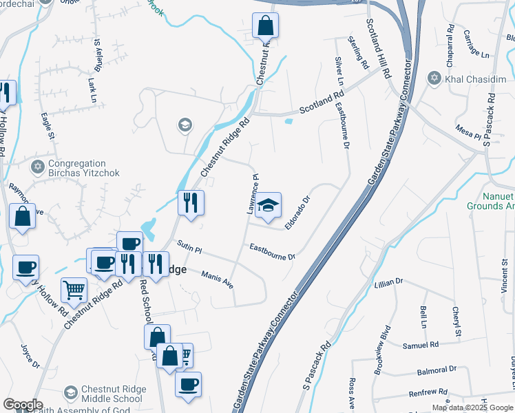 map of restaurants, bars, coffee shops, grocery stores, and more near 1 Eldorado Drive in Spring Valley