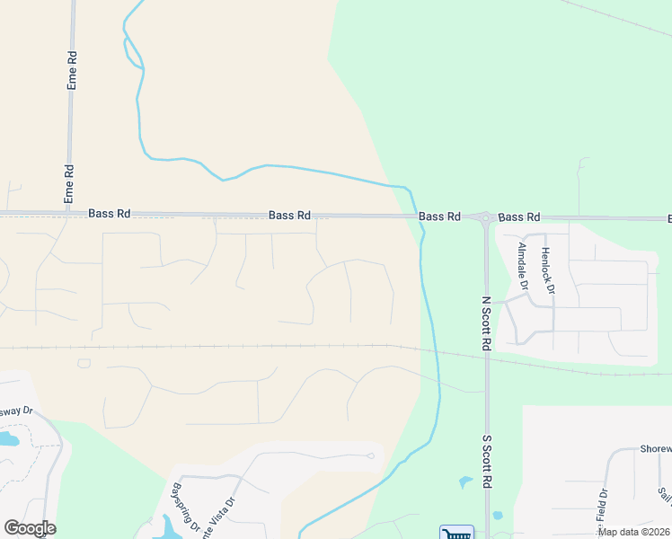 map of restaurants, bars, coffee shops, grocery stores, and more near 10401-11099 Bass Road in Fort Wayne