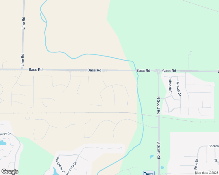 map of restaurants, bars, coffee shops, grocery stores, and more near 10401-11099 Bass Road in Fort Wayne