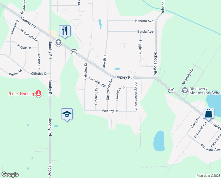 map of restaurants, bars, coffee shops, grocery stores, and more near 1467 Sunnyacres Road in Akron