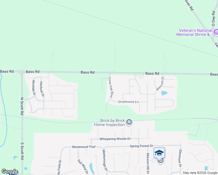 map of restaurants, bars, coffee shops, grocery stores, and more near 9025 Bass Road in Fort Wayne
